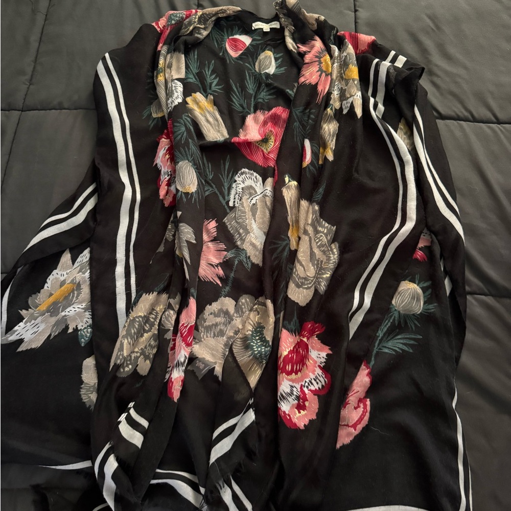 Floral Black Kimono Scarf